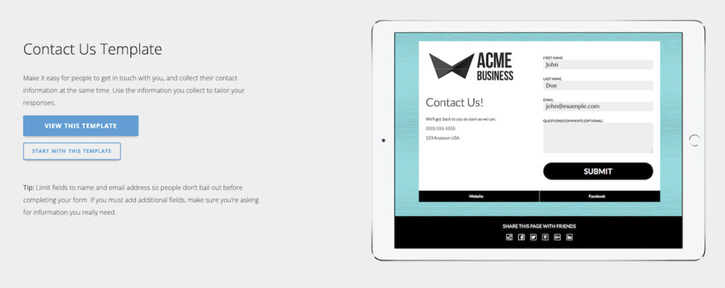 Contact Us Template