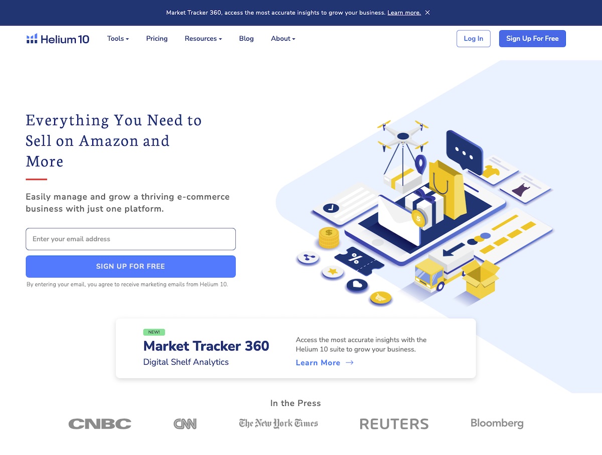 Helium 10 landing page