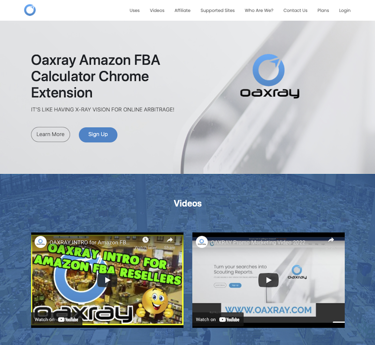 Oaxray landing page