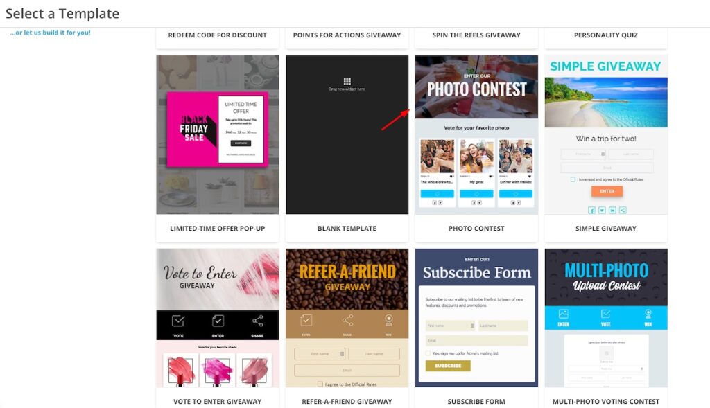ShortStack Select a Template
