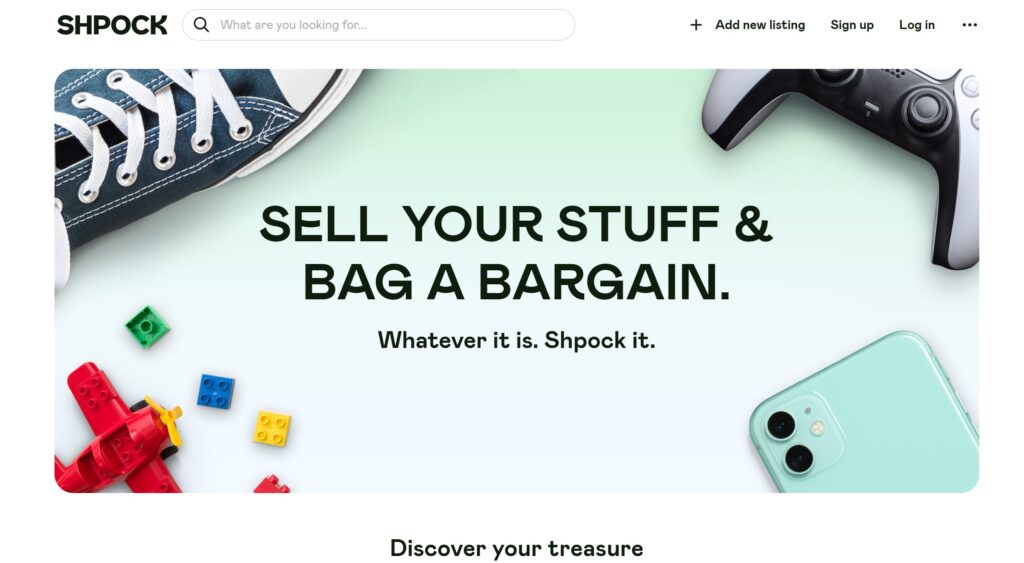 Shpock homepage