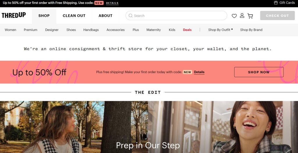 Thredup homepage