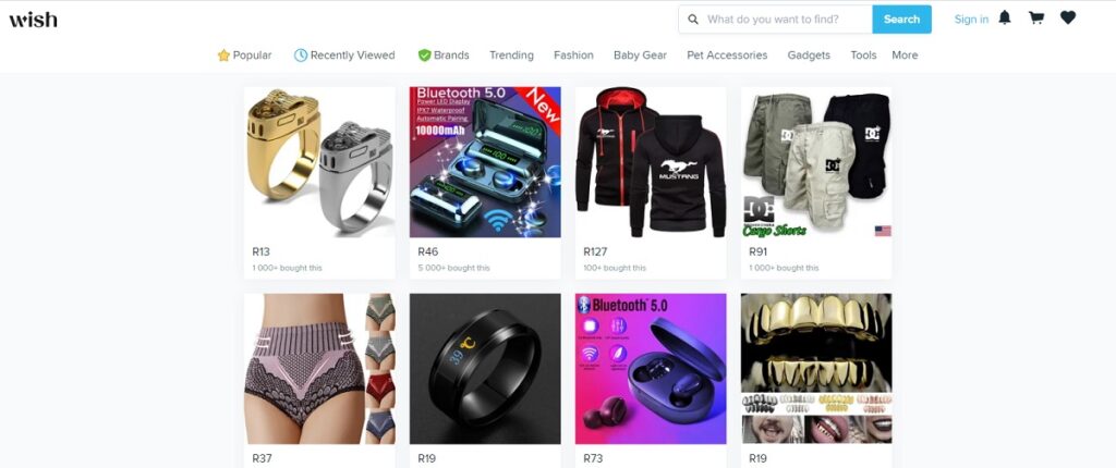 Wish landing page