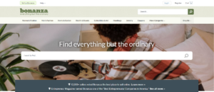 Screenshot of the Bonanza.com homepage.