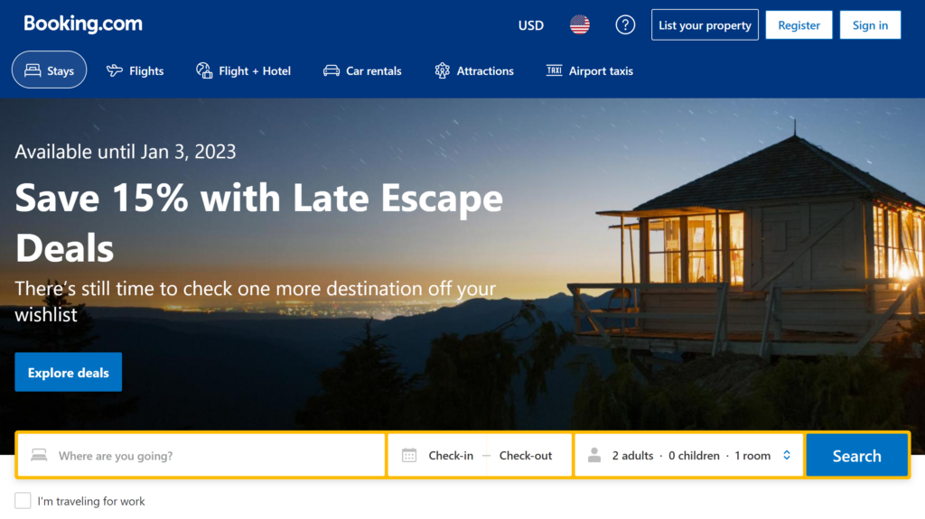 is booking.com legit - homepage screenshot