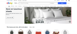 Screenshot of the eBay website homepage.