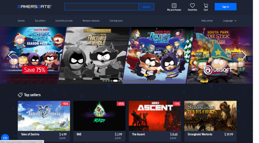 GamersGate Main Page
