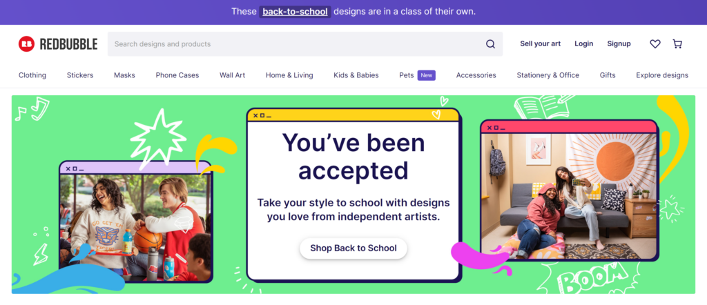is redbubble legit? screenshot of homepage