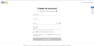 Screenshot from the create an account page on eBay.com.