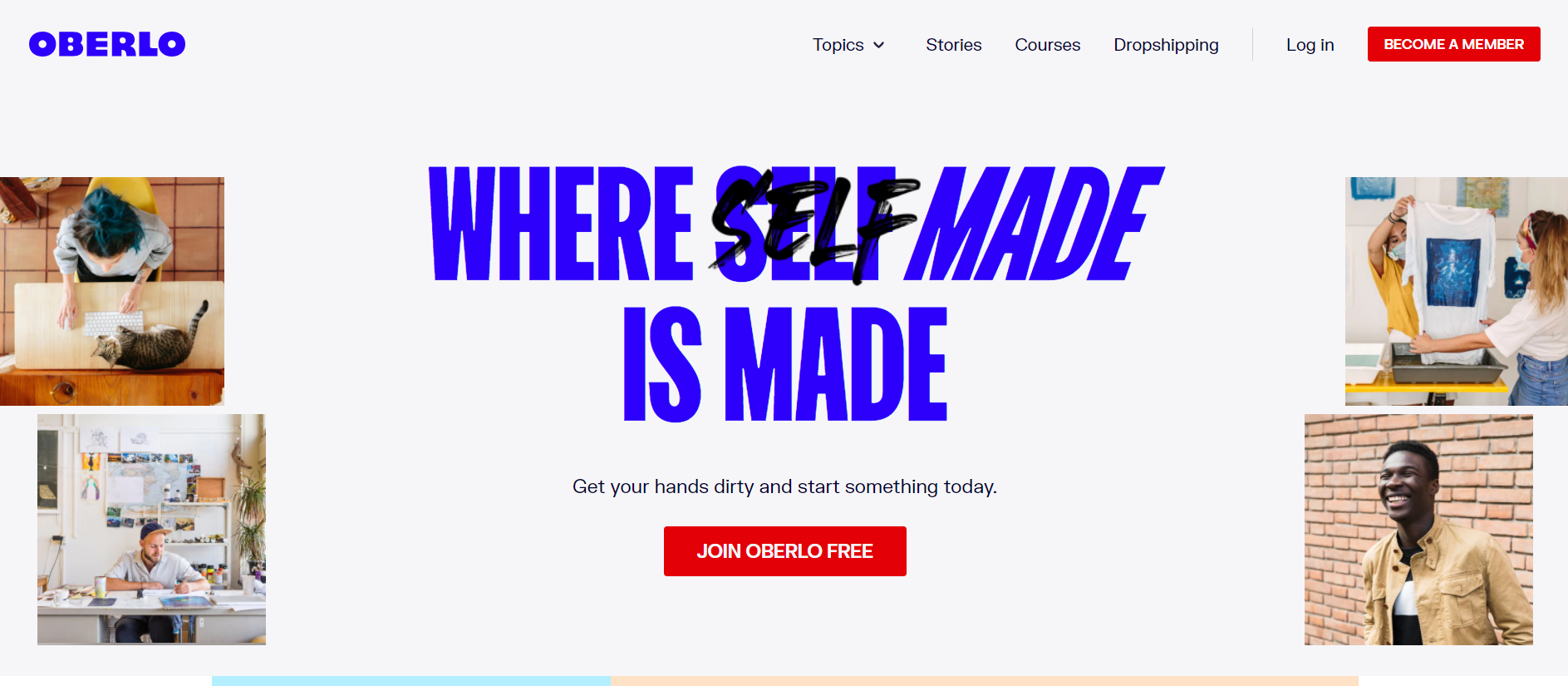 Screenshot of the Oberlo homepage.