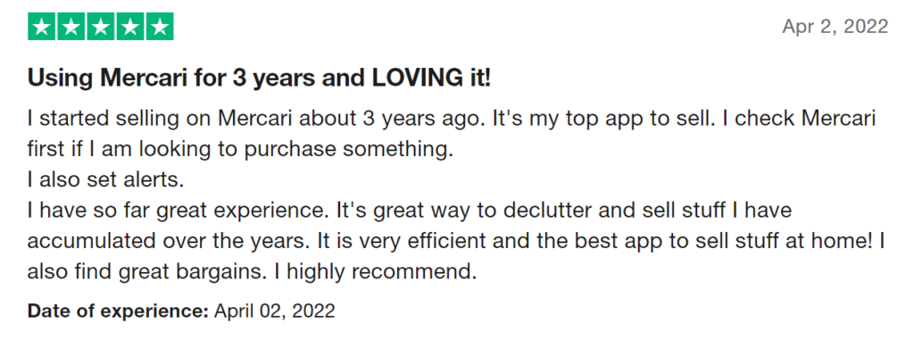 is mercari legit - trustpilot customer review screenshot