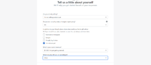 Screenshot of the Shopify sign up form.