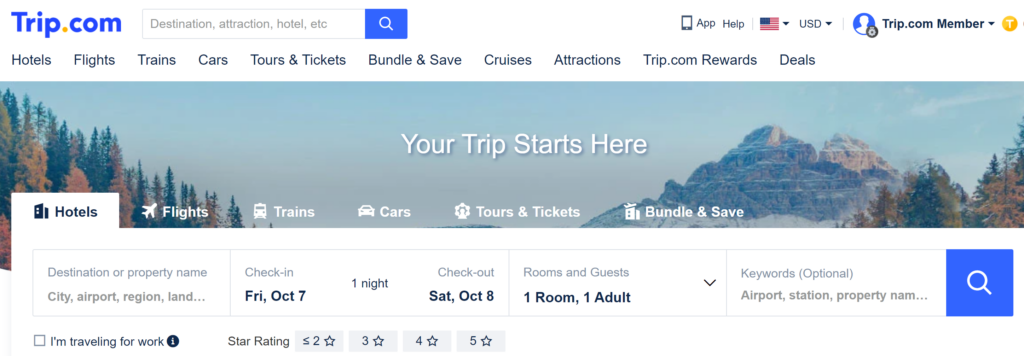 is agoda legit - trip.com homepage screenshot