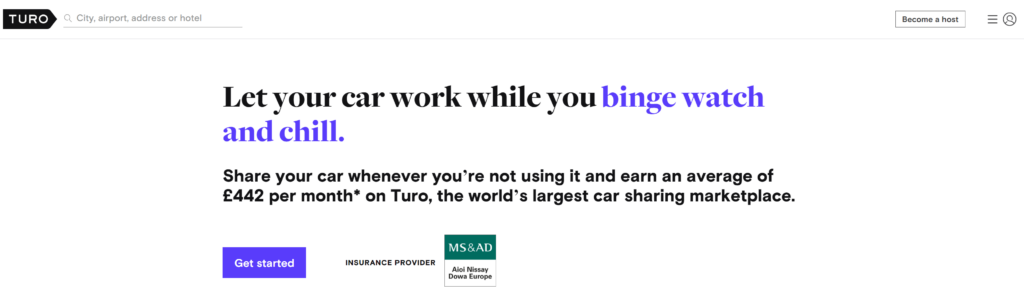 is turo legit- host get started page screenshot
